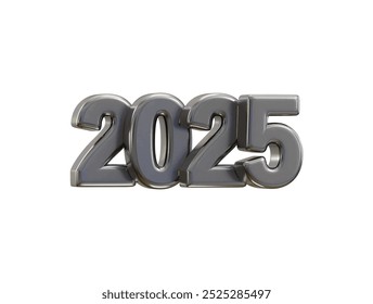Número de plata del año Nuevo 2025, extienda los deseos calientes para un año Nuevo feliz y felices Navidades con esta Ilustración vectorial plateada del renderizado 3D del diseño del número