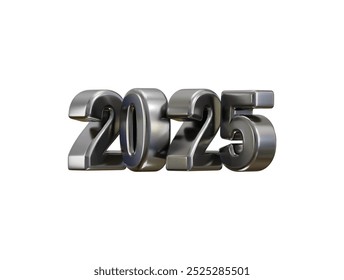 Número de plata del año Nuevo 2025, extienda los deseos calientes para un año Nuevo feliz y felices Navidades con esta Ilustración vectorial plateada del renderizado 3D del diseño del número
