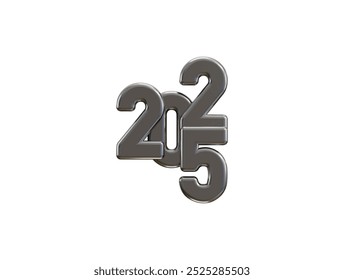 Número de plata del año Nuevo 2025, extienda los deseos calientes para un año Nuevo feliz y felices Navidades con esta Ilustración vectorial plateada del renderizado 3D del diseño del número