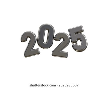2025 Silber Zahl, verlängern Sie warme Wünsche für ein glückliches neues Jahr und frohe Weihnachten mit diesem Silber Zahl Design 3D-Rendering Vektorgrafik