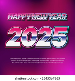 2025 New Year Square Banner Background Design com efeito de estilo retro