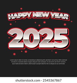 2025 New Year Square Banner Background Design with retro style effect