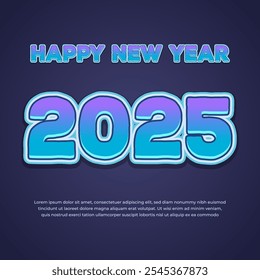 2025 New Year Square Banner Background Design with retro style effect