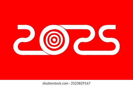 banner de meta de ano novo de 2025, cartaz de novas metas financeiras, banner de estratégia de negócios, conceito de vetor de roteiro, capa de calendário, números brancos sobre fundo vermelho