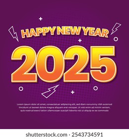 2025 new year text template square banner background with unique style