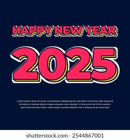2025 new year text template square banner background with simple minimalist style