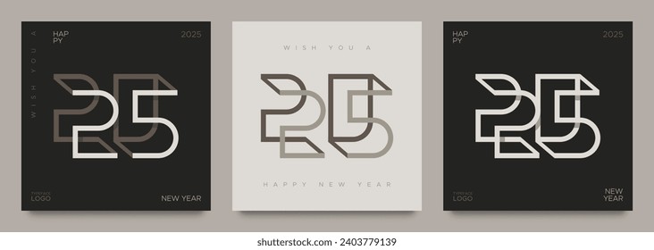 2025 new year typeface logo. Happy new year 2025