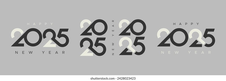 2025 new year typeface logo. Happy new year 2025 logo design