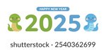 2025 New Year typography design with cute snake character. 2025 is called the ‘year of the snake’ in Asia and Korea.