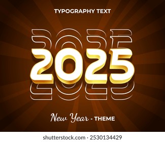 2025 new year typography text, logo new year trendy theme