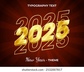 2025 texto de tipografia de ano novo, logotipo tema da moda ano novo