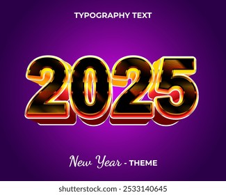 2025 new year typography text, logo new year trendy theme