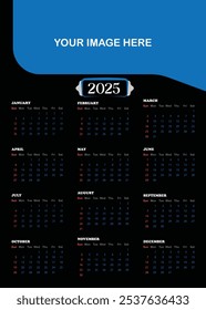 2025 New year vector calendar design