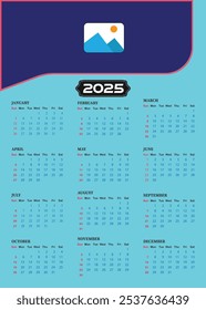 2025 New year vector calendar design