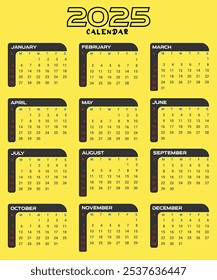 2025 New year vector calendar design
