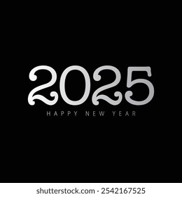Ilustración vectorial de año nuevo 2025 en fondo de color