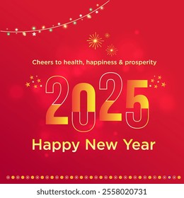 2025  New Year Wishes Social Media Post Vector