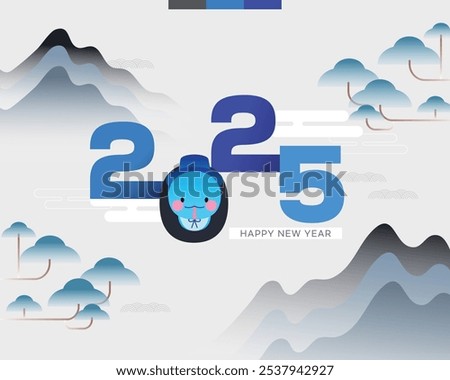 2025 New Year's Blue Snake Character Illustration