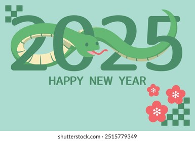 2025 New Year's card. Greeting card. Year of the Snake. Vector illustration.
