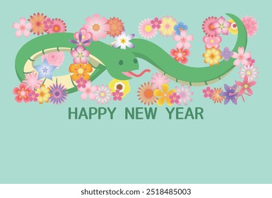 2025 New Year's card. Greeting card. Year of the Snake. Vector illustration.