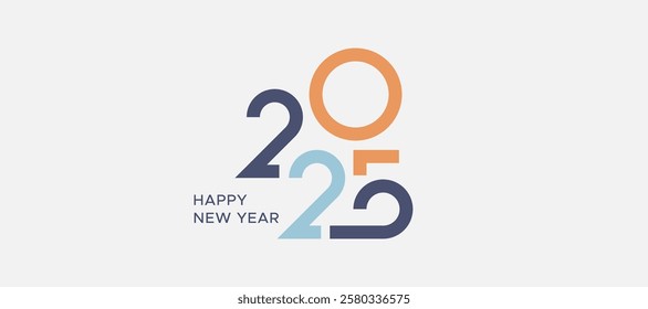 2025. New year's eve 2025 minimalist. Happy new year. Template design for new year celebration with white background. Calendar 2025