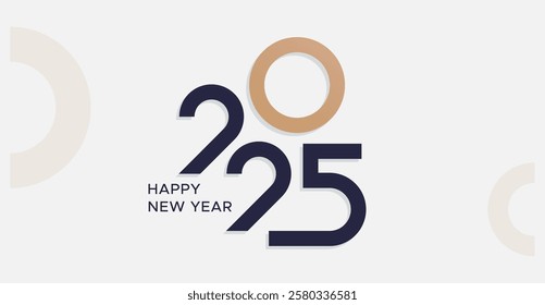 2025. New year's eve 2025 minimalist. Happy new year. Template design for new year celebration with white background. Calendar 2025