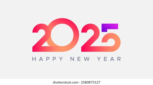 2025. New year's eve 2025 minimalist. Happy new year. Template design for new year celebration with white background. Calendar 2025