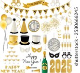 2025 New Years Eve Vector Graphic Illustrations