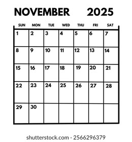 2025 November Calendar: Month Planner and Dates