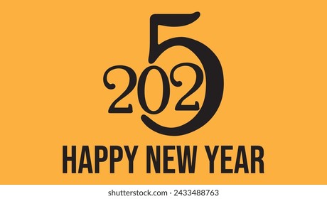 2025 number design template. 2025 Happy New Year logo text design. Christmas collection of 2025 Happy New Year. Vector illustration with black labels logo for diaries, notebooks, calendars.	
