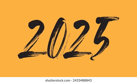 2025 number design template. 2025 Happy New Year logo text design. Christmas collection of 2025 Happy New Year. Vector illustration with black labels logo for diaries, notebooks, calendars.	
