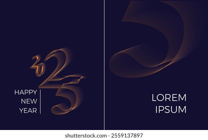 2025 number and logo placement card in luxury style. Happy New Year