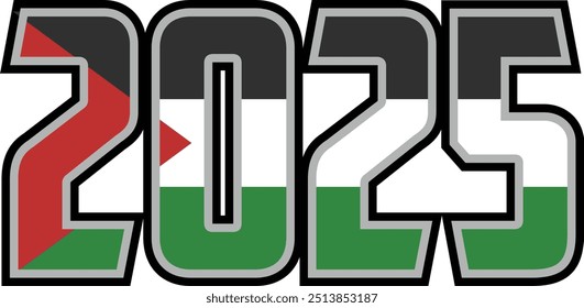 2025 number vector design has a palestinian flag motif