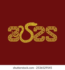 2025 Number with Zodiac Snake, Chinese New Year 2025, Year of the Snake, Transparent Cut Out Illustration Vector Png