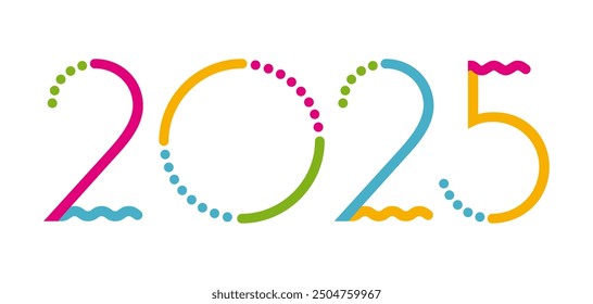 2025 - Numbers with childish and colorful graphics to welcome the arrival of the new year.