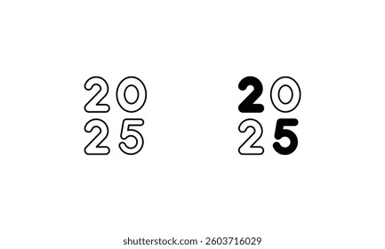 2025 Numbers icon set line and glyph vector illustration