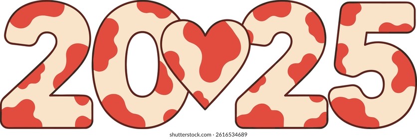 2025 Numbers new year beige red for birthday cards planner