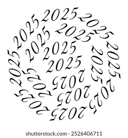 2025 Numbers Round background Black and white decorative backdrop