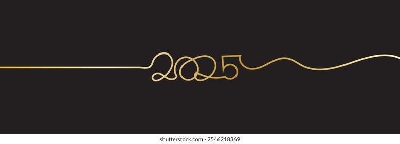 2025 un elemento de dibujo de línea continua. Símbolo minimalista del año Nuevo con el golpe editable. aislado en el fondo blanco. Ilustración vectorial. EPS 10