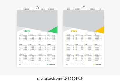 2025 one page calendar design template, 12 month calendar design