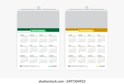 2025 one page calendar design template, 12 month calendar design