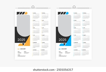 2025 one page calendar design template