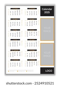 2025 one page corporate calendar template, Professional businesses wall calendar design