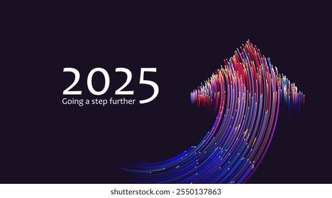 '2025' one step further, vector illustration symbolizing development.