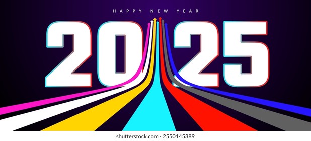 '2025' one step further, vector illustration symbolizing development.