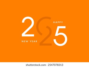 2025 orange logo, New Year greeting card vector design