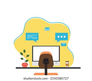 2025 plan at the computer.new year plan concept.woman entrepreneur idea concept.