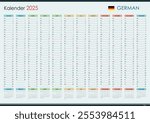 2025 planner calendar. Wall organizer, annual one page, German