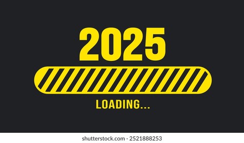 2025 progress loading bar background or banner design template. Happy new year wish loading bar banner design. greeting and new year 2025 celebration banner with loading bar and text design.