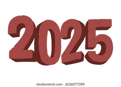 2025 letras rojas en 3D que están a punto de colapsar